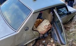 Kahramanmaraş'ta korkunç kaza: Kopan kaya parçası arabaya isabet etti