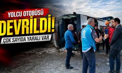 Kırıkkale'de yolcu otobüsü devrildi.