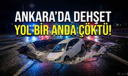 Yol çöktü, onlarca araç mahsur kaldı.