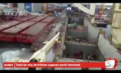 Tuzla’da vinç devrilirken yaşanan panik kamerada