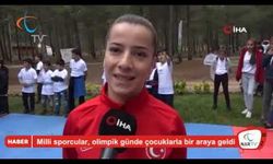 Milli sporcular, olimpik günde çocuklarla bir araya geldi