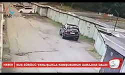 RUS SÜRÜCÜ YANLIŞLIKLA KOMŞUSUNUN GARAJINA DALDI