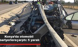 Konya’da otomobil bariyerlere çarptı: 5 yaralı