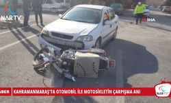 KAHRAMANMARAŞ'TA OTOMOBİL İLE MOTOSİKLETİN ÇARPIŞMA ANI