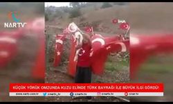 OMZUNDA KUZUSU ELİNDE ŞANLI TÜRK BAYRAĞI KÜÇÜK YÖRÜKTEN 23 NİSAN ŞİİRİ!