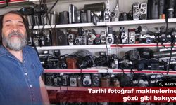 Tarihi fotoğraf makinelerine gözü gibi bakıyor!