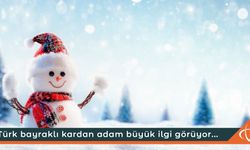 Türk bayraklı kardan adam ilgi noktası oldu !