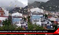 ÇANAKKALE'DE FIRTINA NEDENİYLE BİR EVİN ÇATISI UÇTU