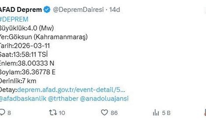 Kahramanmaraş'ta Göksün ilçesinde korkutan deprem