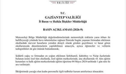 Gaziantep'te fırtına sonrası okullar tatil edildi