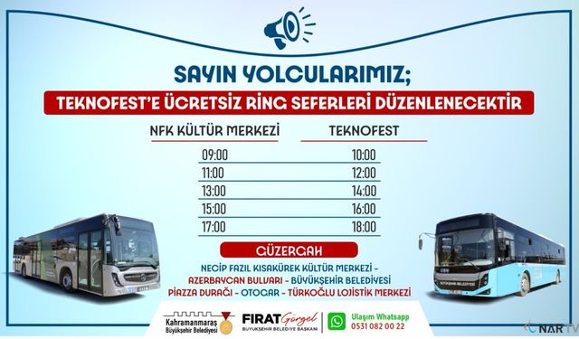 Büyükşehir'den TEKNOFEST'e Ücretsiz Ring Seferi! İşte detaylar: