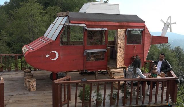 Dağ başına yaptığı ‘Lazkopter' ilgi odağı oldu!