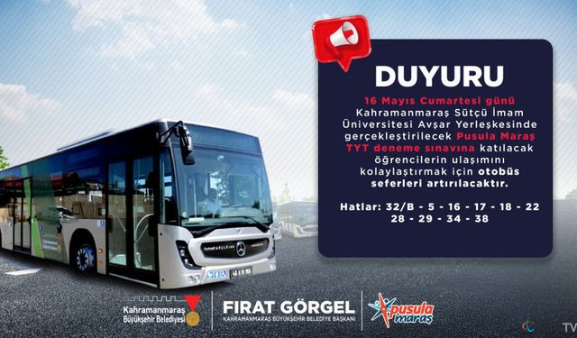 Büyükşehir’den YKS provasına katılacak gençlere ulaşım desteği
