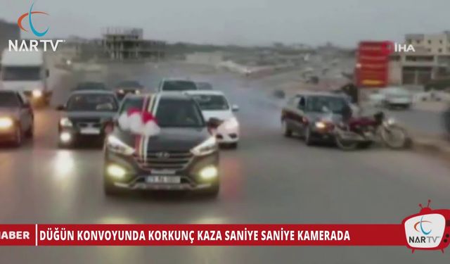 DÜĞÜN KONVOYUNDA KORKUNÇ KAZA SANİYE SANİYE KAMERADA