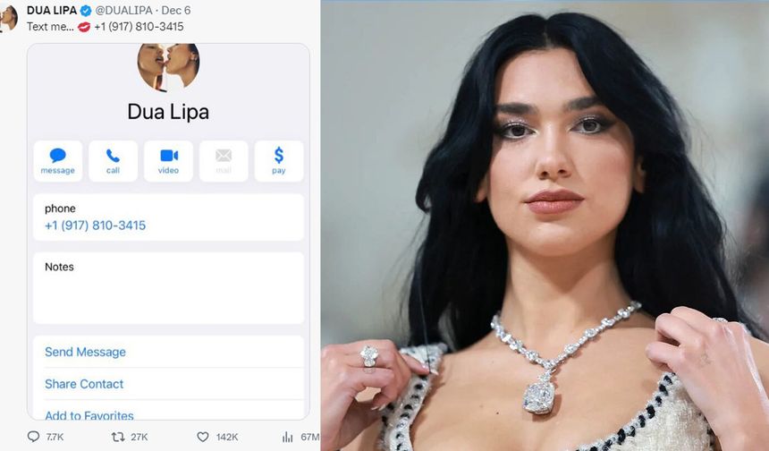 Dua Lipa, sosyal medyada telefon numarasını paylaştı!