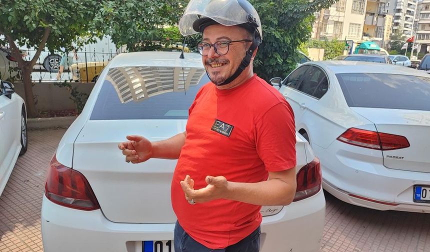Otomobil sürücüsüne ‘kask' cezası şoku.