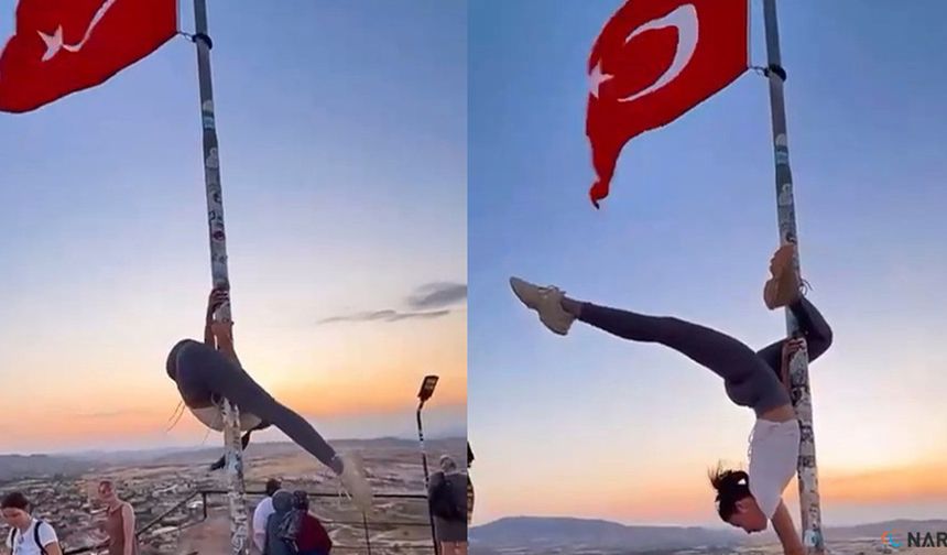 Bayrak direğine saygısızlık tepkilere neden oldu.