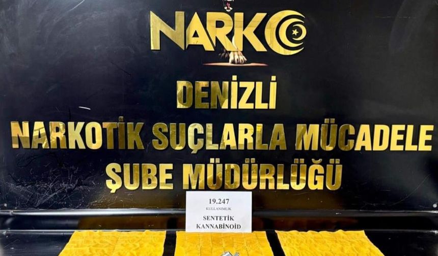 Denizli'de 19 bin kullanımlık sentetik madde yakalandı.