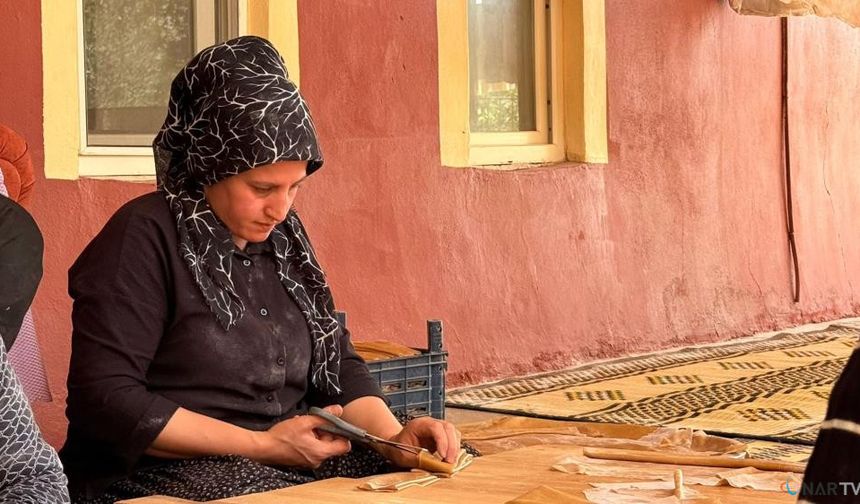 Gaziantep'te kadınların üzüm pekmezli pestil mesaisi başladı