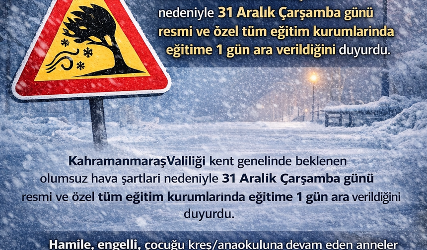 Kahramanmaraş'ta yarın için okullar tatil edildi