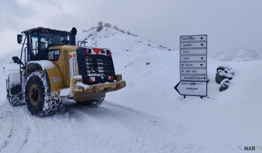 Kahramanmaraş'ın kuzey ilçelerinde kar mesaisi