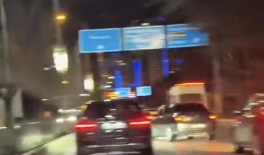 Makas atarak trafiği tehlikeye sokan araç kamerada