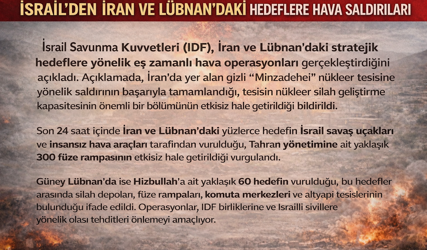 İsrail ordusu: "İran’ın gizli nükleer silah geliştirme tesisine saldırı düzenlendi"