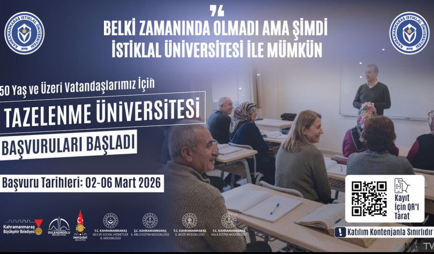 50 Yaş Üstüne Üniversite Kapısı; “Tazelenme Üniversitesi”ne Başvurular Başladı!