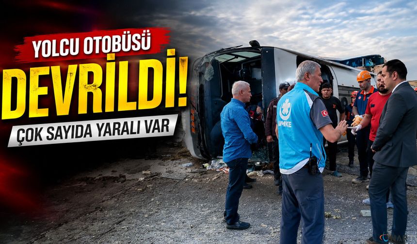 Kırıkkale'de yolcu otobüsü devrildi.